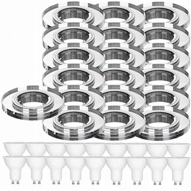 19 x Pevná Stropní Lampa Halogenová Objímka Sklo Led Žárovky 1.5W