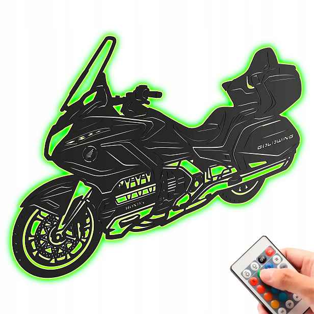 Honda Gold Wing Dřevěný 3D obraz Noční Lampa Led dálkové ovládání