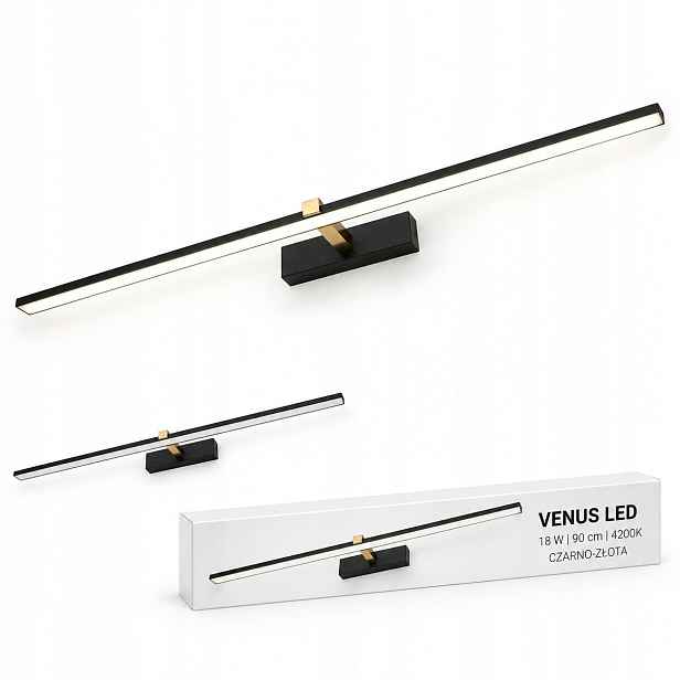 Moderní nástěnné svítidlo Venus 90 cm 18W černo-zlaté Led 4200K IP44 1100lm