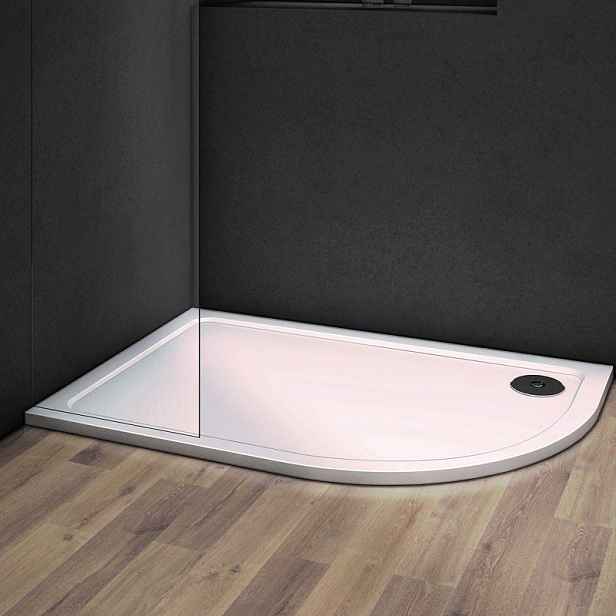 Olsen spa Asymetrická mramorová čtvrtkruhová sprchová vanička VENETS 120 x 80 Levá