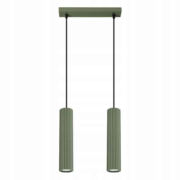 Sollux Závěsná lampa dvojitá zelená s vroubkovanými trubkami 30 cm nad ostrovní stůl