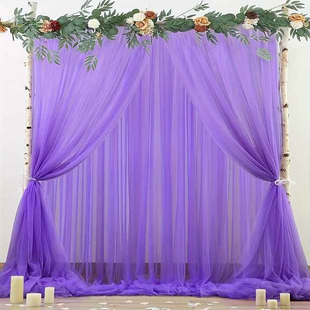 TEMU Elegantní fialové průsvitné závěsy, sada 2 kusů - Ideální pro křtiny, svatby, rozlučky se svobodou a odhalení pohlaví - Všestranná dekorace pro