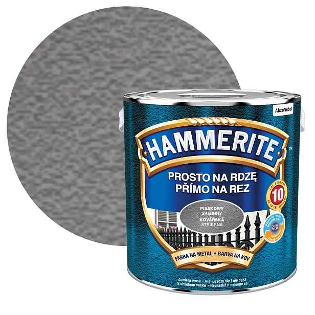Hammerite Na Rez Pískový Stříbrný 2,5L Barva Na Kov Antikorozní