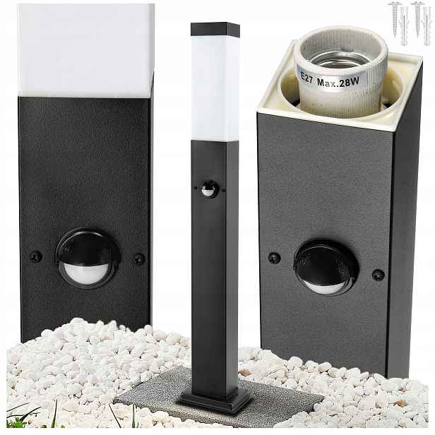 Zahradní lampa s pohybovým senzorem Pir Stojící zahradní sloupek Led 60 cm E27