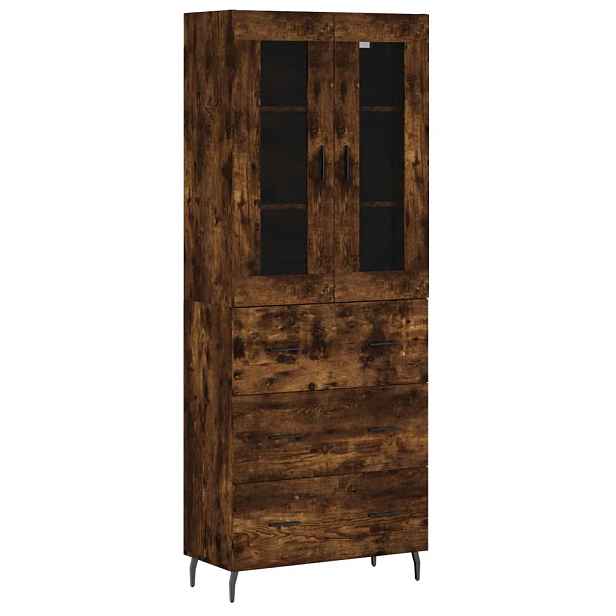 vidaXL Skříň highboard kouřový dub 69,5 x 34 x 180 cm kompozitní dřevo