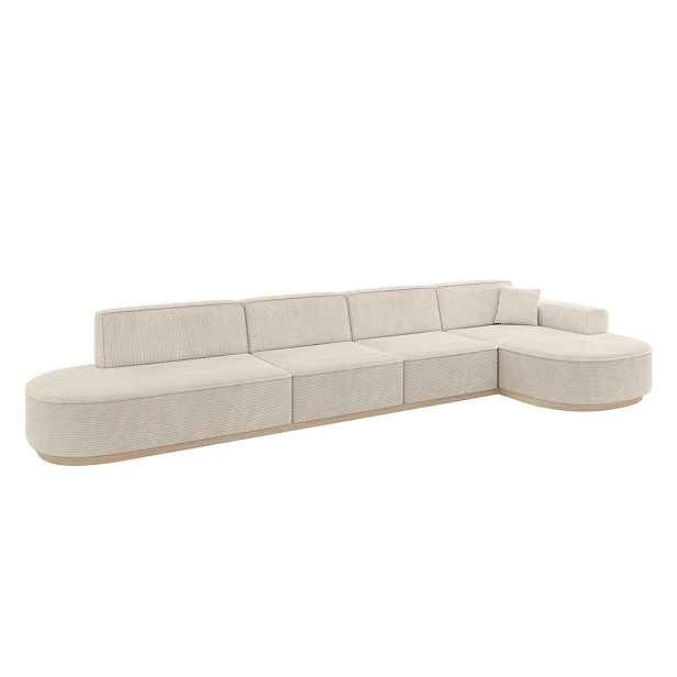 ALTDECOR ROHOVÁ SEDAČKA s otomanem, pravá MARI-L3-v1 413x171x83 Béžová Manšestr