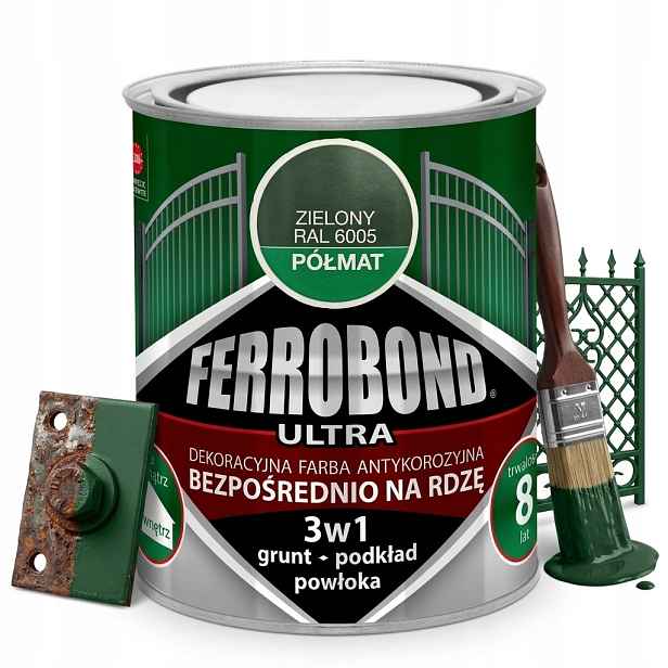 Ferrobond Jurga barva 3v1 Ral 6005 Zelená 5L na rez