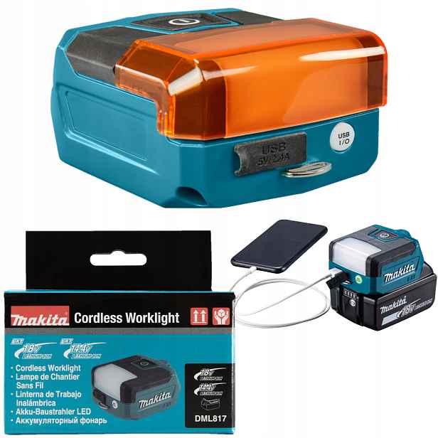 Makita DML817 Akumulátorová Lampa Svítilna Led Adaptér 18V 300lm Usb