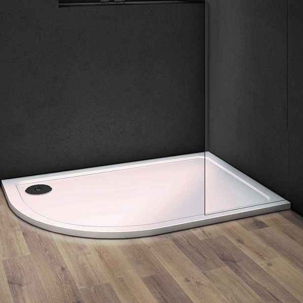 Olsen spa Asymetrická mramorová čtvrtkruhová sprchová vanička VENETS 120 x 90 Pravá