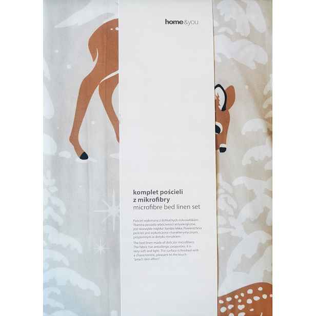 Povlečení Home&you z mikrovlákna 220 x 200 cm s vánočním motivem Sarna