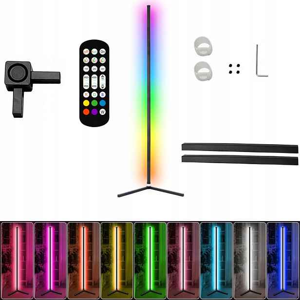 Stojací Led Rgb hudební stojací lampa ovládaná Tuya Dálkový Ovladač 155 cm