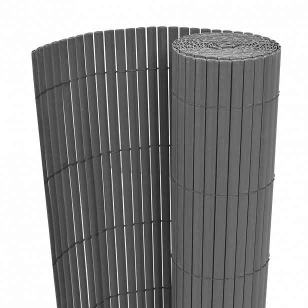 vidaXL Oboustranný zahradní plot PVC 90 x 300 cm šedý