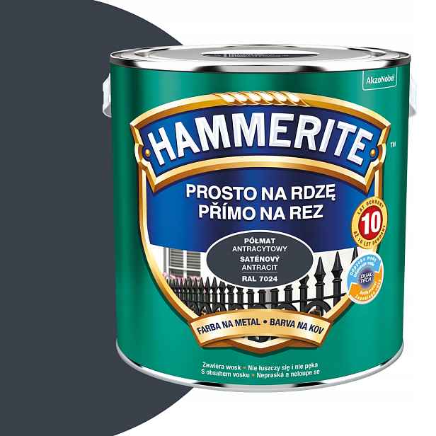Hammerite Přímo na rez 2,5L Antracitový Polomat Ral 7024