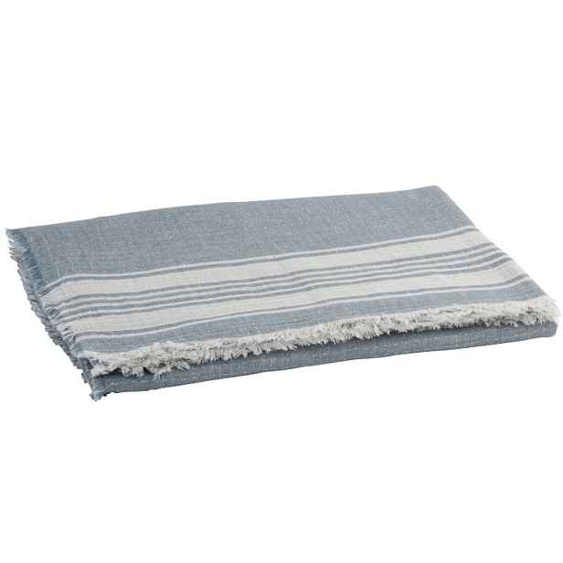 Modro - bílý bavlněný pléd  Stripes - 130*170 cm J-Line by Jolipa