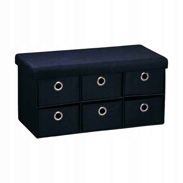 Lavice se sedákem a úložnými boxy, černá 76 x 38 x 38cm
