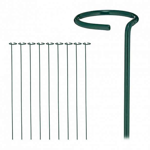 Relaxdays OPĚRNÁ TYČ Tmavě zelená 10dílná-sada práškově lakovaná ocel 80 cm