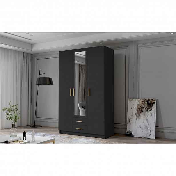 Šatní skříň ADA II 120 cm - černá/zlaté úchytky