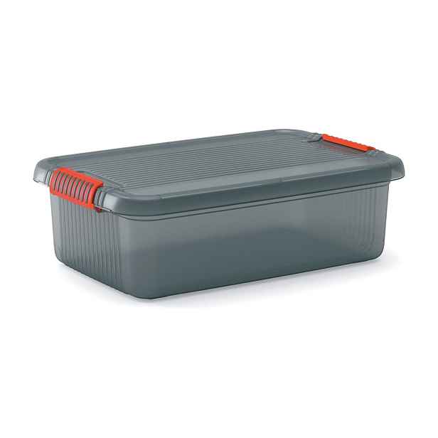 Šedý plastový úložný box s víkem 59x39x18 cm K Latch Box – KIS
