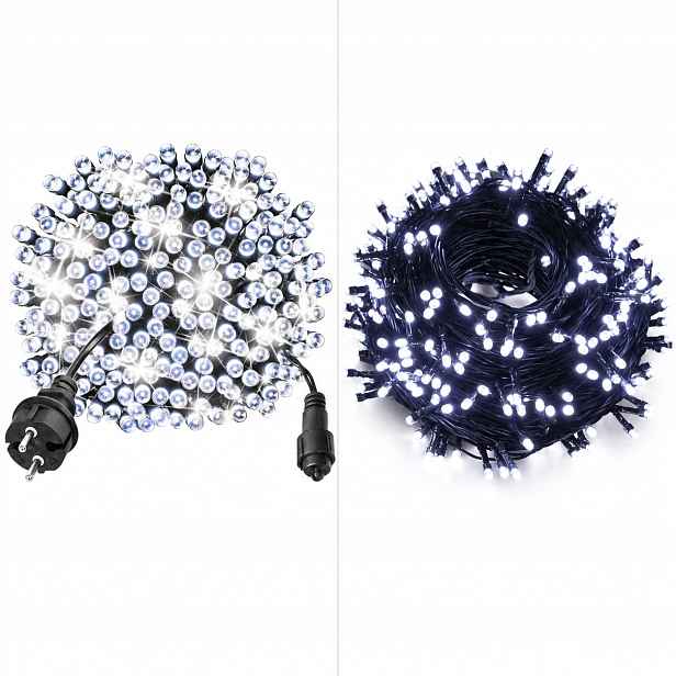Vánoční osvětlení na stromeček 500 Led venkovní bílé studené Flash silný kabel