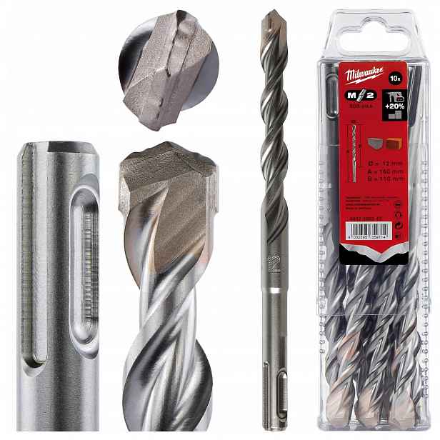 Vrtáky betonu Sds Plus 12 x 100/160 mm 10 ks Milwaukee M2