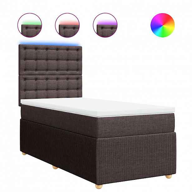 vidaXL Box spring postel s matrací tmavě hnědá 90x200 cm textil
