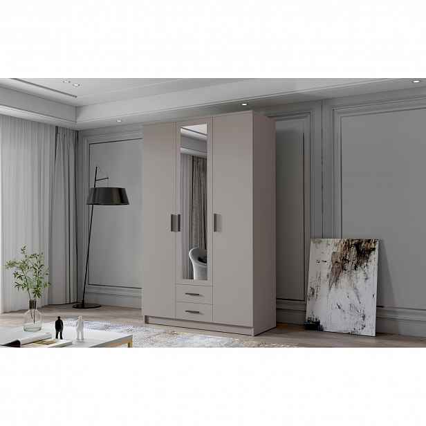 Šatní skříň ADA II 120 cm - béžová/černé úchytky