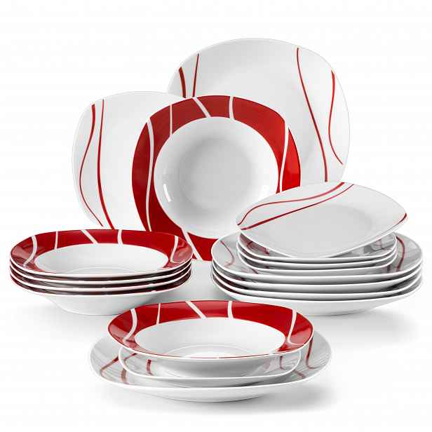 TEMU 18ks jídelní sada – Slonovinově bílý porcelánový talířový set, servis pro 6 osob