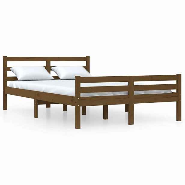 vidaXL Rám postele medově hnědý masivní dřevo 150 x 200 cm King Size