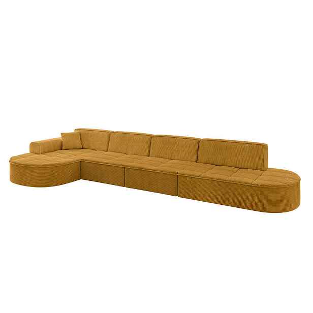 ALTDECOR ROHOVÁ SEDAČKA s otomanem, levá TARO-L3 413x171x79,5 Hořčicová Manšestr