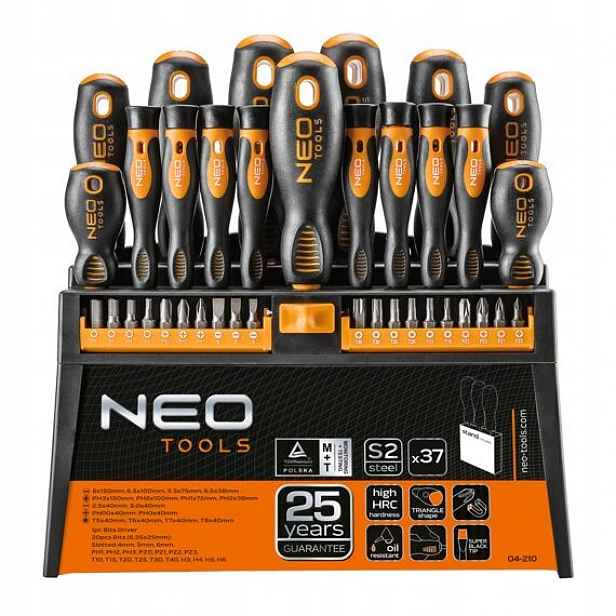 Neo Tools sada šroubováků bitů Pl+ph+pz+torx, 37-dílná ve stojánku 04-210