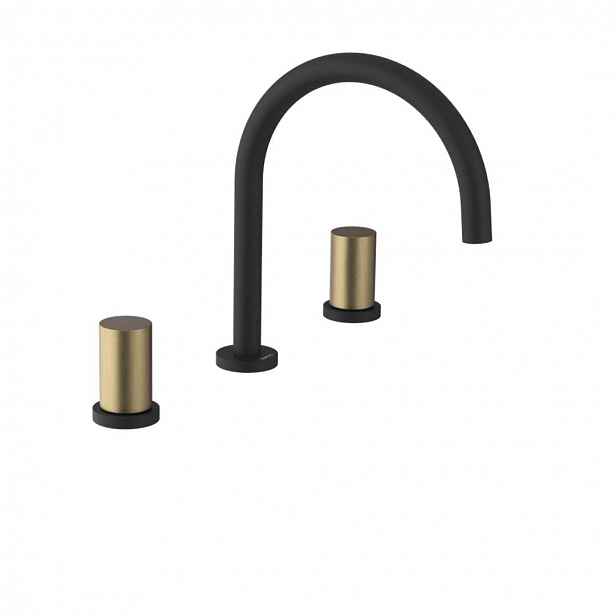 Sapho Ultratap - Umyvadlová baterie, 3-otvorová instalace, matná černá/matná zlatá UT017TBG