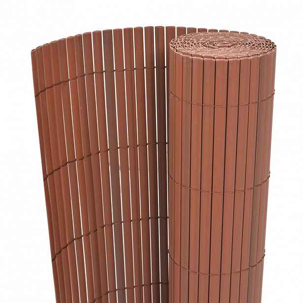 vidaXL Oboustranný zahradní plot PVC 90 x 500 cm hnědý