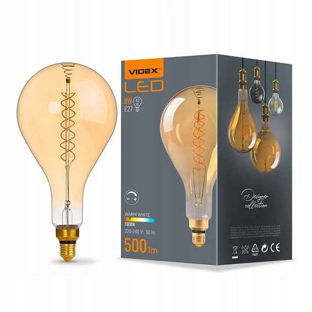 Videx Led filamentová žárovka E27 8W dimm VLE-PS160FASD-08271