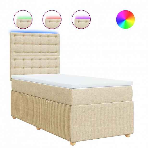 vidaXL Box spring postel s matrací krémová 90x200 cm textil