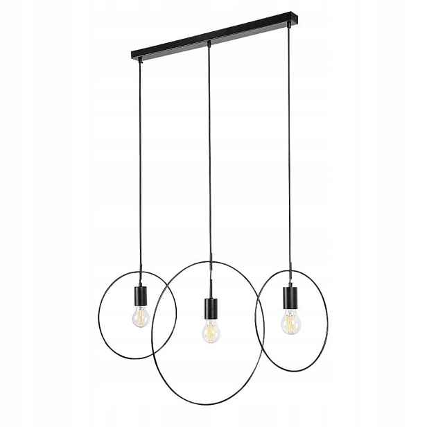 Industriální závěsná lampa s černými kovovými kruhy