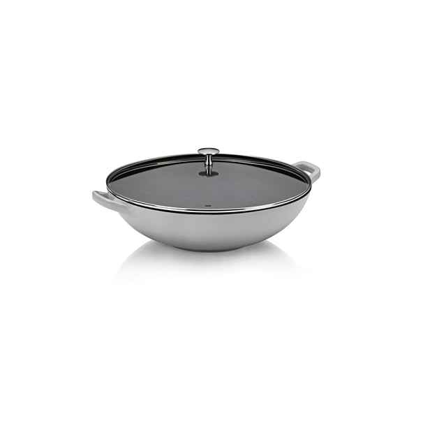 KELA Wok litinový s poklicí CALIDO 36 cm šedá KL-12610