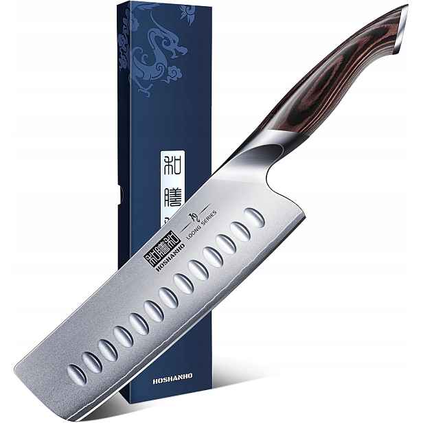 Nůž Nakiri 18 CM Z Oceli AUS-10 S Rukojetí Pakkawood