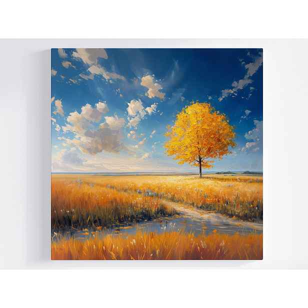 Obraz Na Plátně Canvas Zlatý Podzim Osamělé Dřevo Louka Krajina 50x50