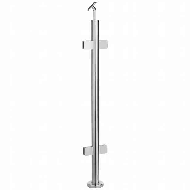 Průchozí sloupek 110 cm pro skleněné zábradlí 42 mm Satén 4 úchytky