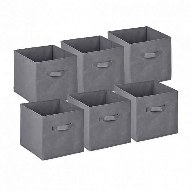 Relaxdays KRABICE Světle šedá 6-ks-set skládací