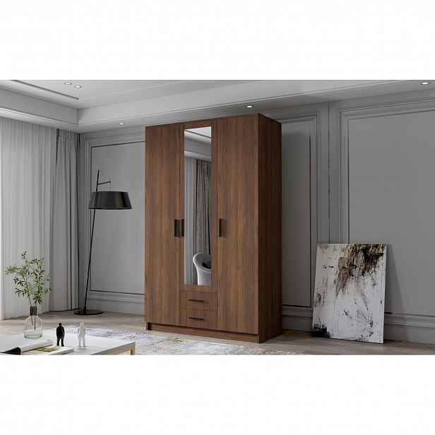 Šatní skříň ADA II 120 cm - ořech/černé úchytky
