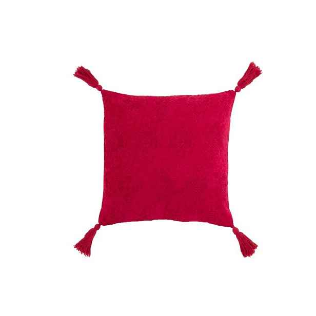 Tmavě růžový polštář Fayola s třásněmi - 45*45 cm J-Line by Jolipa