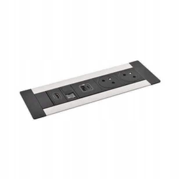 Stolní zásuvka 2X2P+Z/USB/RJ/HDMI Metal Legrand