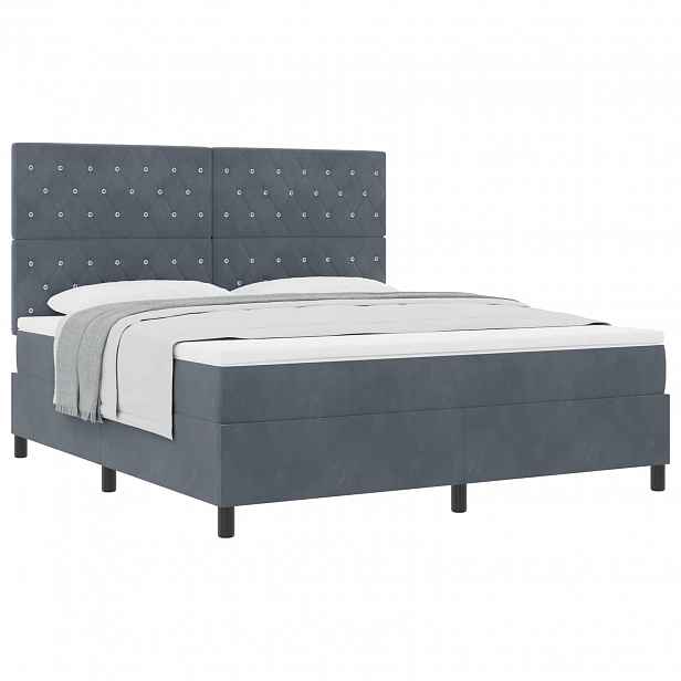 vidaXL Postel s boxspringem s matrací Tmavě šedá 180 x 200 cm samet