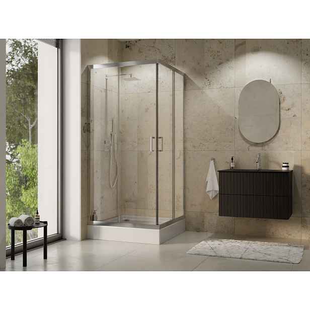 BESCO Čtvercový sprchový kout MODERN CHROM 190 — Barva rámu - Chrom/Leštěný hliník (ALU), Rozměr A - 90, Rozměr B - 90, Rozměr C - 190, Směr zavírání - Univerzální Levé / Pravé, Výplň - Fume bezpečnos