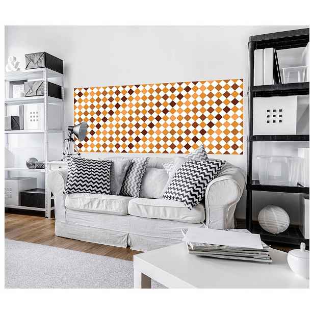 Fototapeta flizelina Romby geometrické hnědo-oranžové 250x104 lepidlo