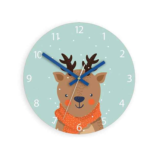 ModernClock Dětské nástěnné hodiny Jelen 30 cm vícebarevné