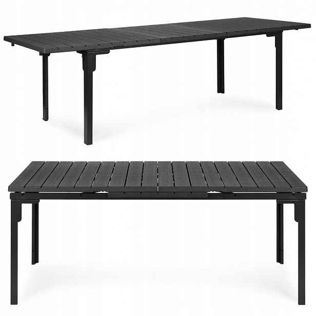 Rozkládací zahradní stůl 180-240 cm pro 12 os. ocel Hdpe šedý MultiGarden