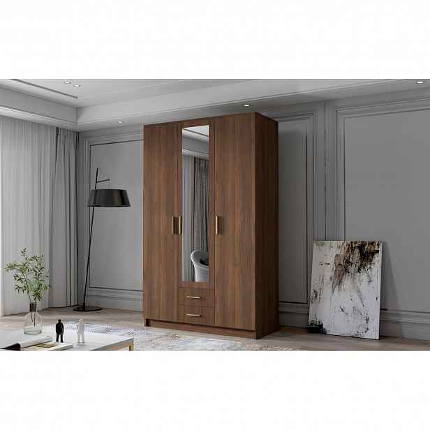 Šatní skříň ADA II 120 cm - ořech/zlaté úchytky