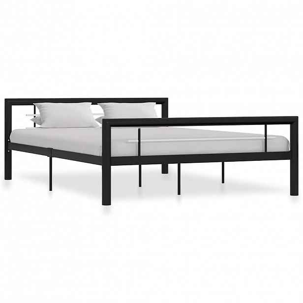vidaXL Rám postele černobílý kov 120 x 200 cm
